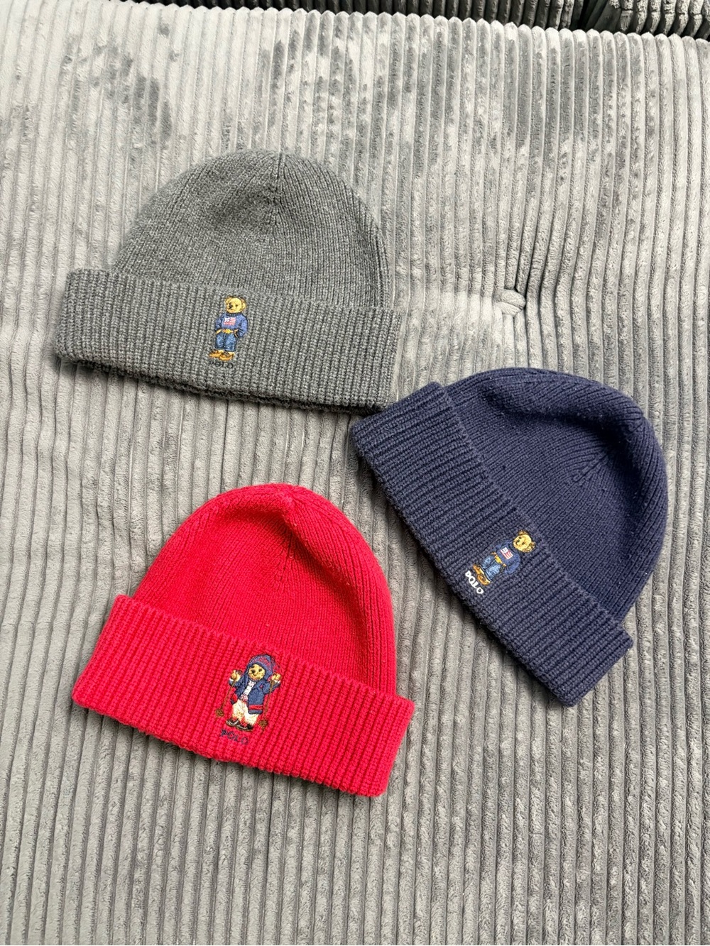 Polo by Ralph Lauren Mens Beanies - Gray, Navy & Red